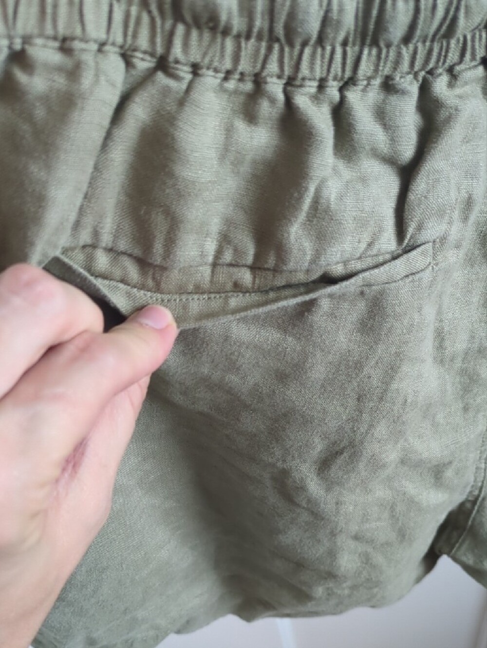 Quince Olive Drawstring Linen-Blend Shorts - Picture 4 of 5